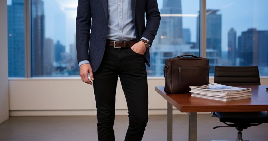 Styling Black Jeans for a Business Casual Look.