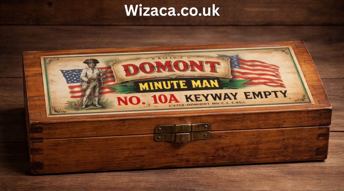 Vintage Domont Minute Man No. 10A Keyway Empty Wood Box.